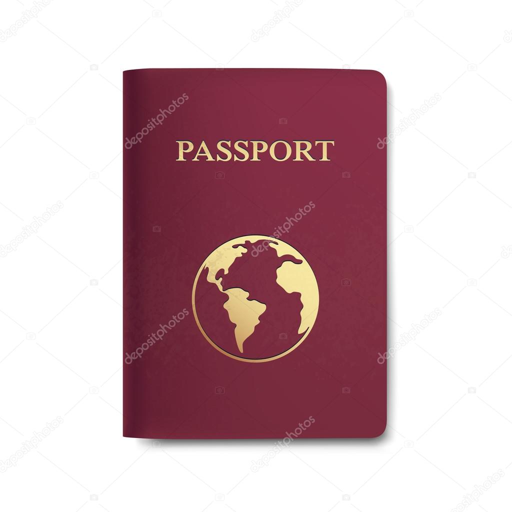 Vector Passport with Map Isolated on White