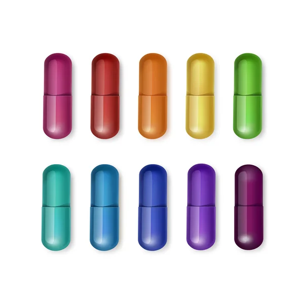 Vector Set of Multicolored Capsules Isolated — Stock Vector