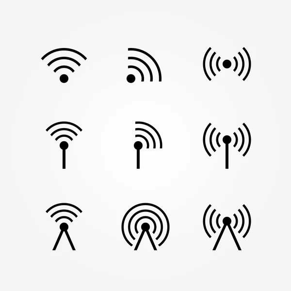 Conjunto vectorial de iconos inalámbricos y Wifi — Archivo Imágenes Vectoriales