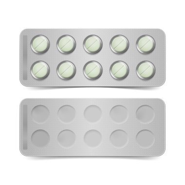 Vector Pack of Green Pills Isolated on White clipart