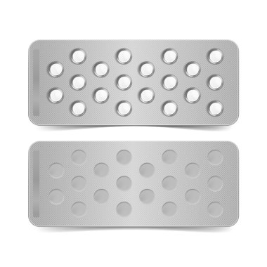 Vektör paketi üzerinde beyaz izole hap