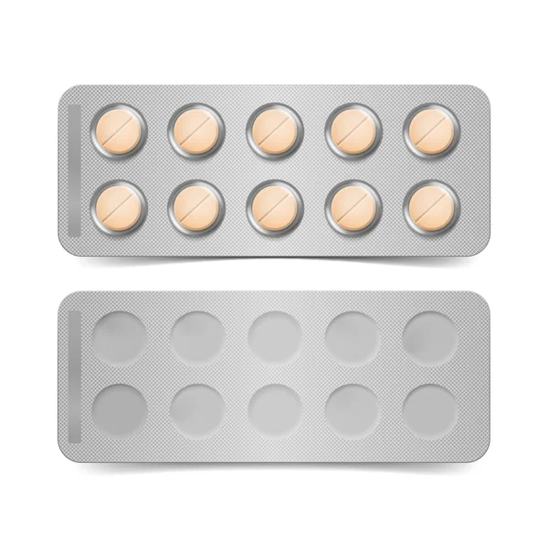 オレンジ色の錠剤を白で隔離のベクトル パック — ストックベクタ