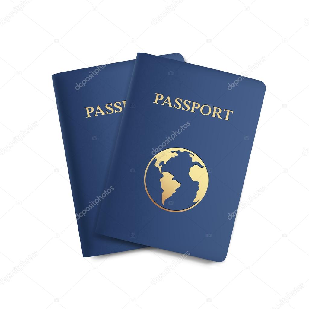 Vector Set of Passports with Map Isolated on White