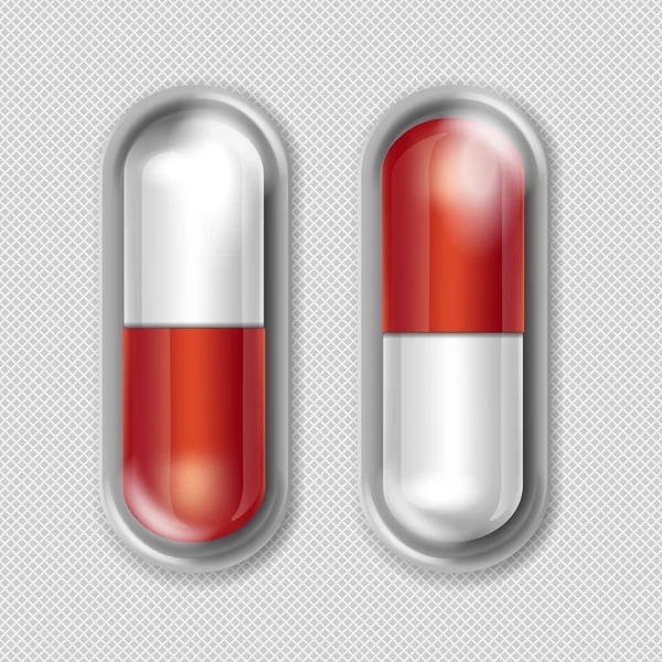 Vector Pack of Red and White Capsules — Stock Vector