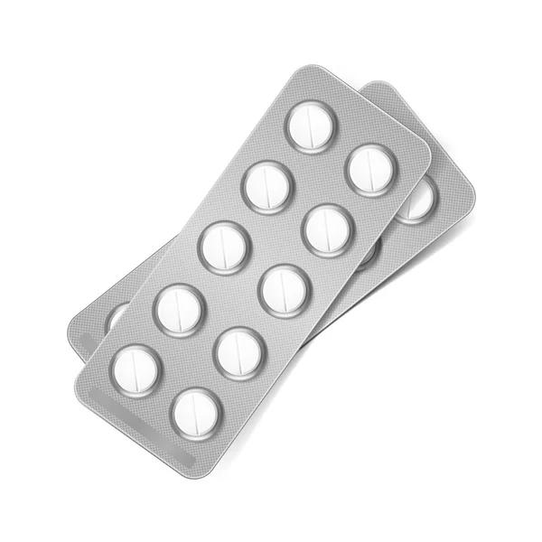 Vektor-Packung mit Pillen isoliert auf weißem Hintergrund — Stockvektor