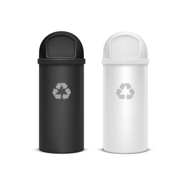 Çöp ve atık geri dönüşüm kutularını vektör kümesi