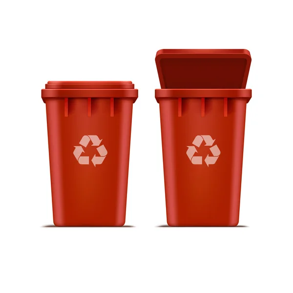 Wektor czerwony kosz na odpadki i śmieci — Wektor stockowy