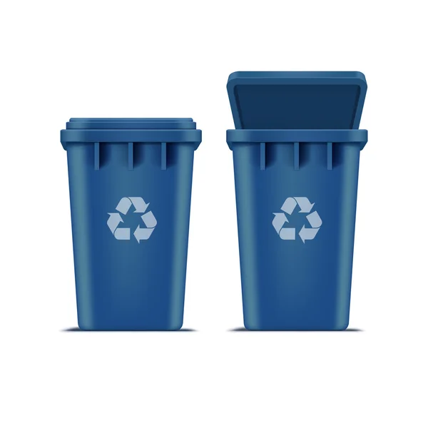 Papelera de reciclaje Vector Blue para basura y basura — Vector de stock