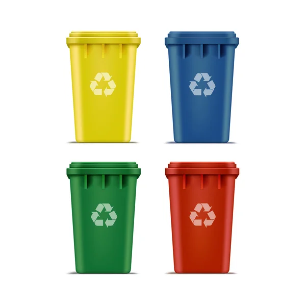 Vektor-Set von Recyclingbehältern für Müll und Abfall — Stockvektor