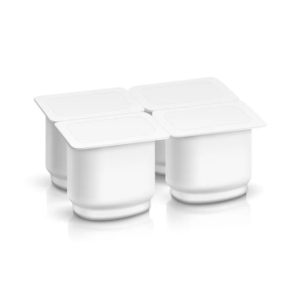 Conjunto de Recipiente de Embalagem Branco em Branco para Iogurte — Vetor de Stock