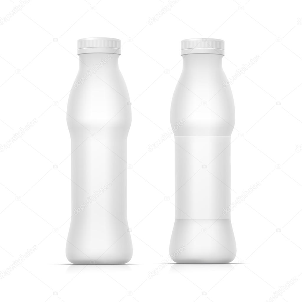 Set of Blank White Bottles for Milk or Yogurt