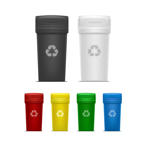 Conjunto de papeleras de reciclaje vacías para basura y basura — Vector de stock