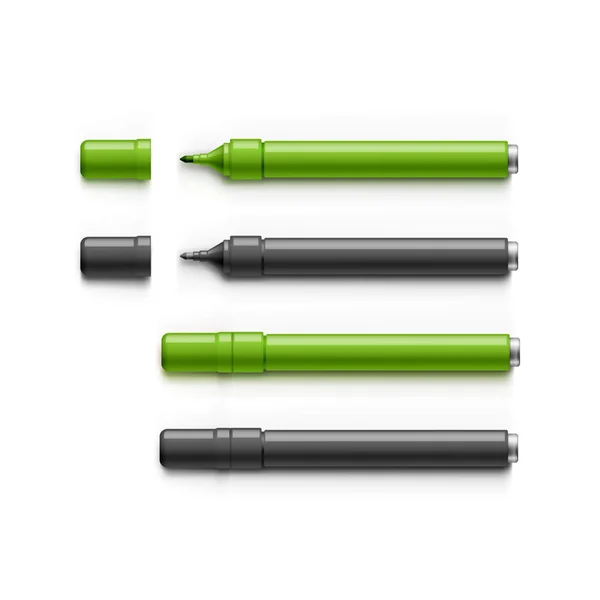 Ensemble de marqueurs, surligneurs, stylos feutre — Image vectorielle