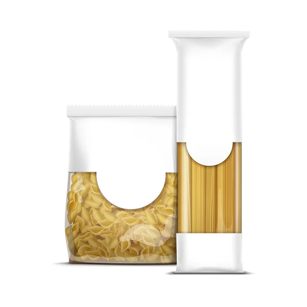 Spaghetti en Shells Pasta verpakking sjabloon — Stockvector