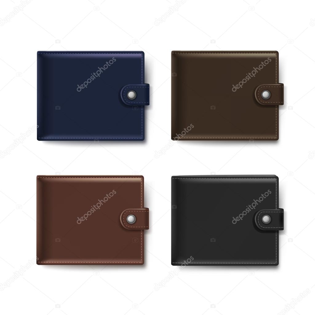 Vector Set of Leather Wallets Isolated on White