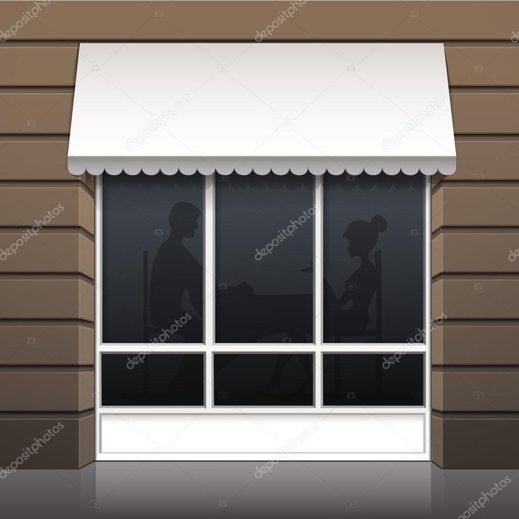 Vector Exterior of Restaurant Cafe Front with Big Window and Place for Name