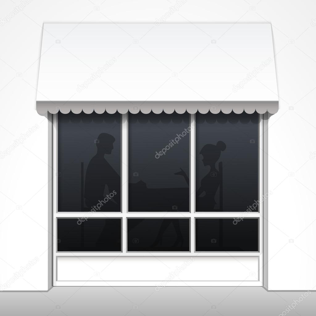 Vector Exterior of Restaurant Cafe Front with Big Window and Place for Name