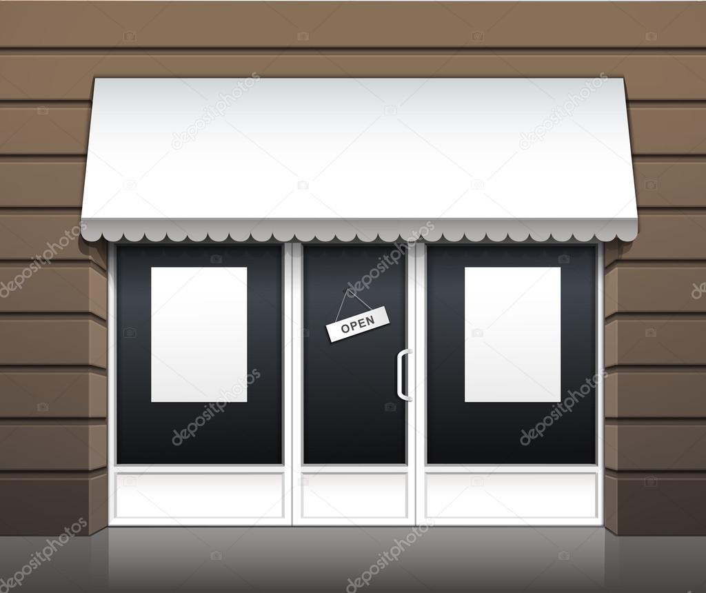 Vector Exterior of Restaurant Cafe Shop Front with Big Window and Place for Name