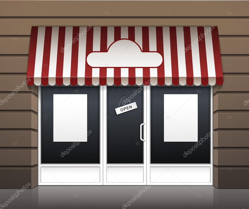 Vector Exterior of Restaurant Cafe Front with Big Window and Place for Name