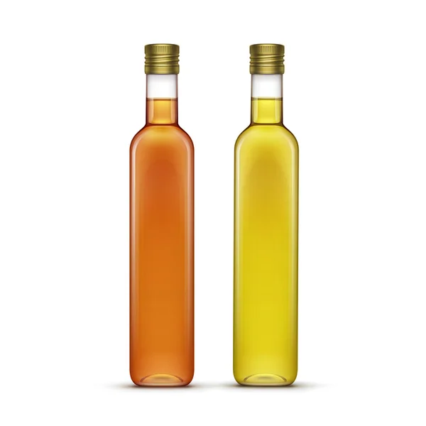 矢量集的橄榄油或向日葵油玻璃瓶 — 图库矢量图片