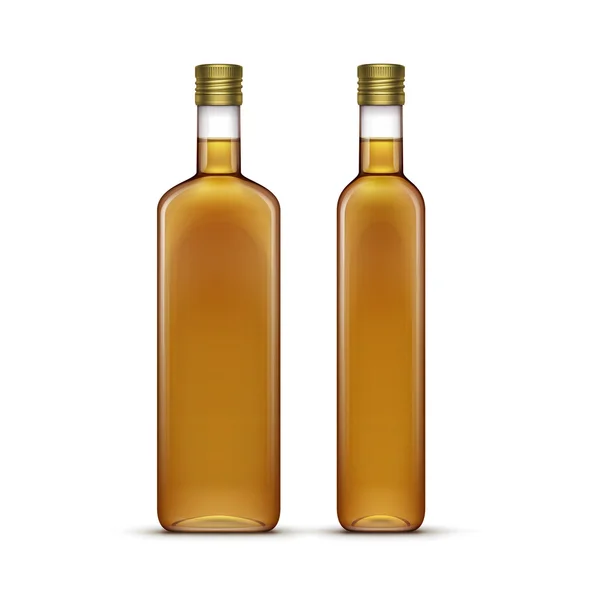 Vector conjunto de botellas de vidrio de aceite de oliva o girasol — Vector de stock