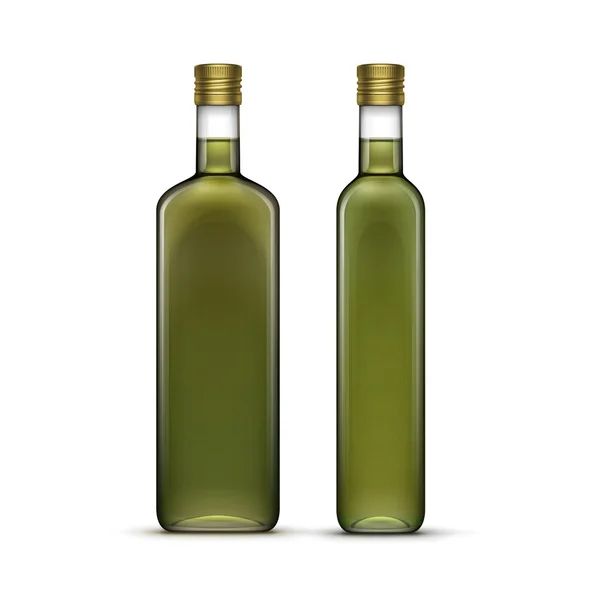 Vector Set of Olive Oil Glass Bottles Isolated — Stock Vector