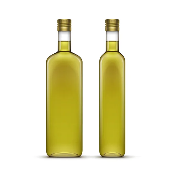 Vector conjunto de botellas de vidrio de aceite de oliva o girasol — Vector de stock