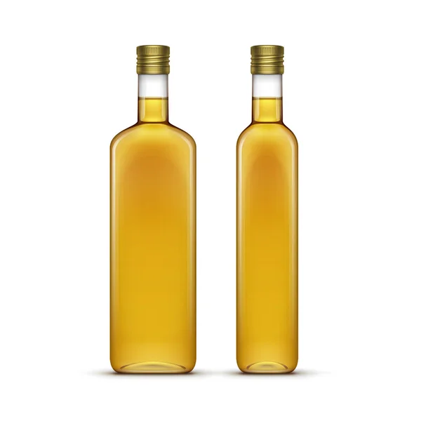 Vektor av oliv- eller solrosolja olja glasflaskor — Stock vektor