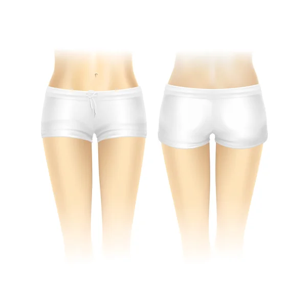 Pantalones cortos blancos vectoriales para mujeres aisladas — Vector de stock