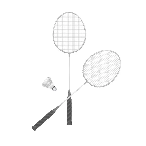 Vector Badminton Rackets met shuttle geïsoleerd — Stockvector