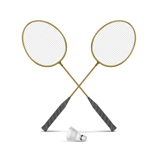 Vector Badminton Rackets with Shuttlecock Isolated — Stock Vector
