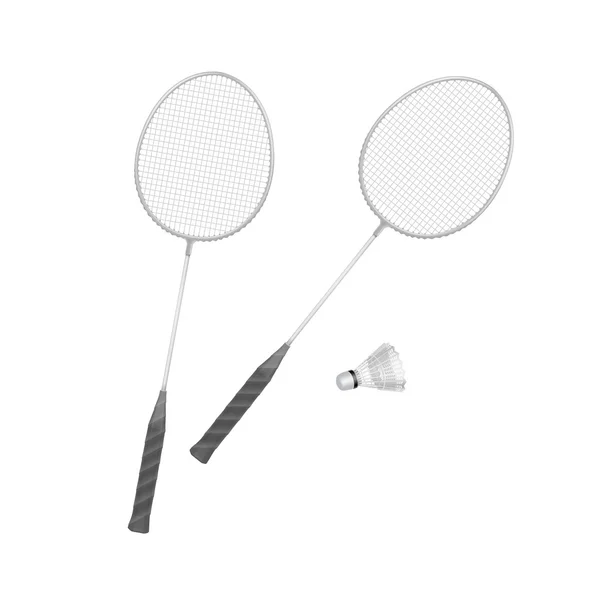 Raquetas Vector Badminton con Shuttlecock Aislado — Vector de stock