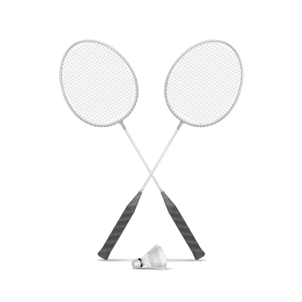 Vector Badminton Rackets with Shuttlecock Isolated — Stock Vector