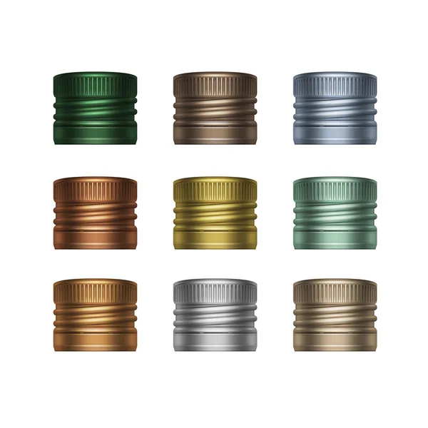 Vector Set of Multicolored Screw Bottle Caps — Stock Vector