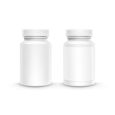 Vektör boş plastik ambalaj şişe hap için