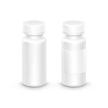 Vektör plastik ambalaj şişe hap için kapaklı