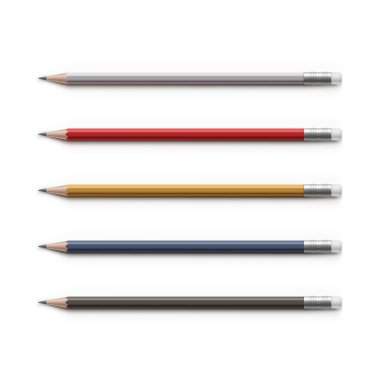 İzole silgi ile çok renkli kalemler set