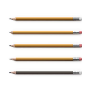 İzole silgi ile çok renkli kalemler set