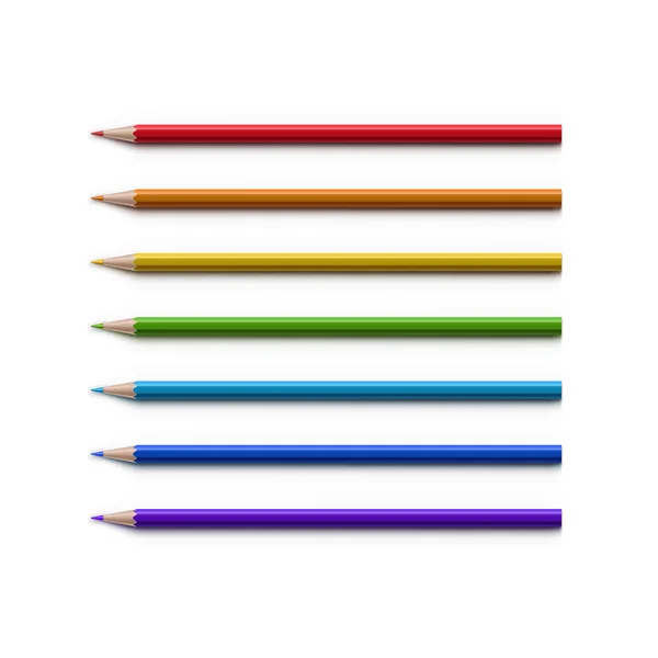 白で隔離色とりどりの鉛筆のセット — ストックベクタ