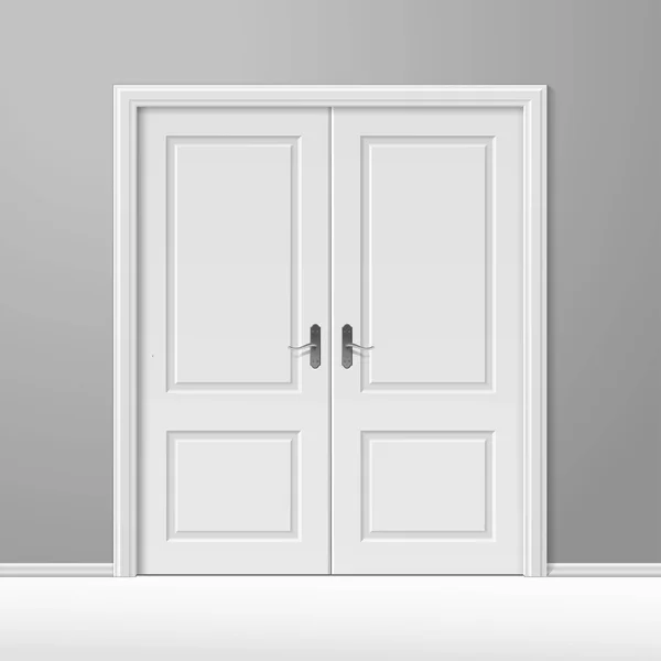 Vektor vitt stängd dörr med ram — Stock vektor