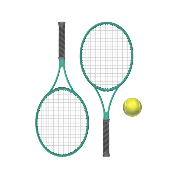 Vector Tennis Rackets with Ball — Stock Vector