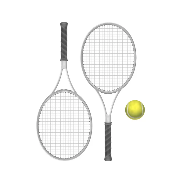 Vector Tennis Rackets with Ball — Stock Vector