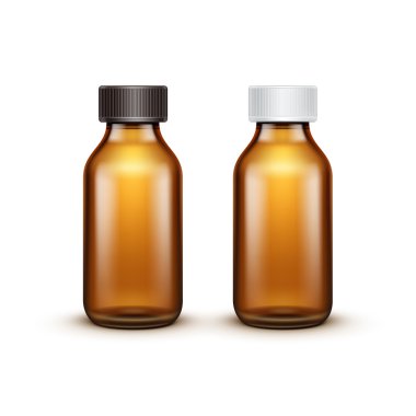 Vektör boş cam tıbbi şişe izole