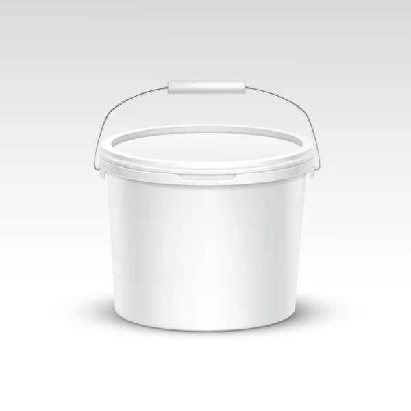 Embalagem de recipiente de balde de plástico em branco vetorial — Vetor de Stock