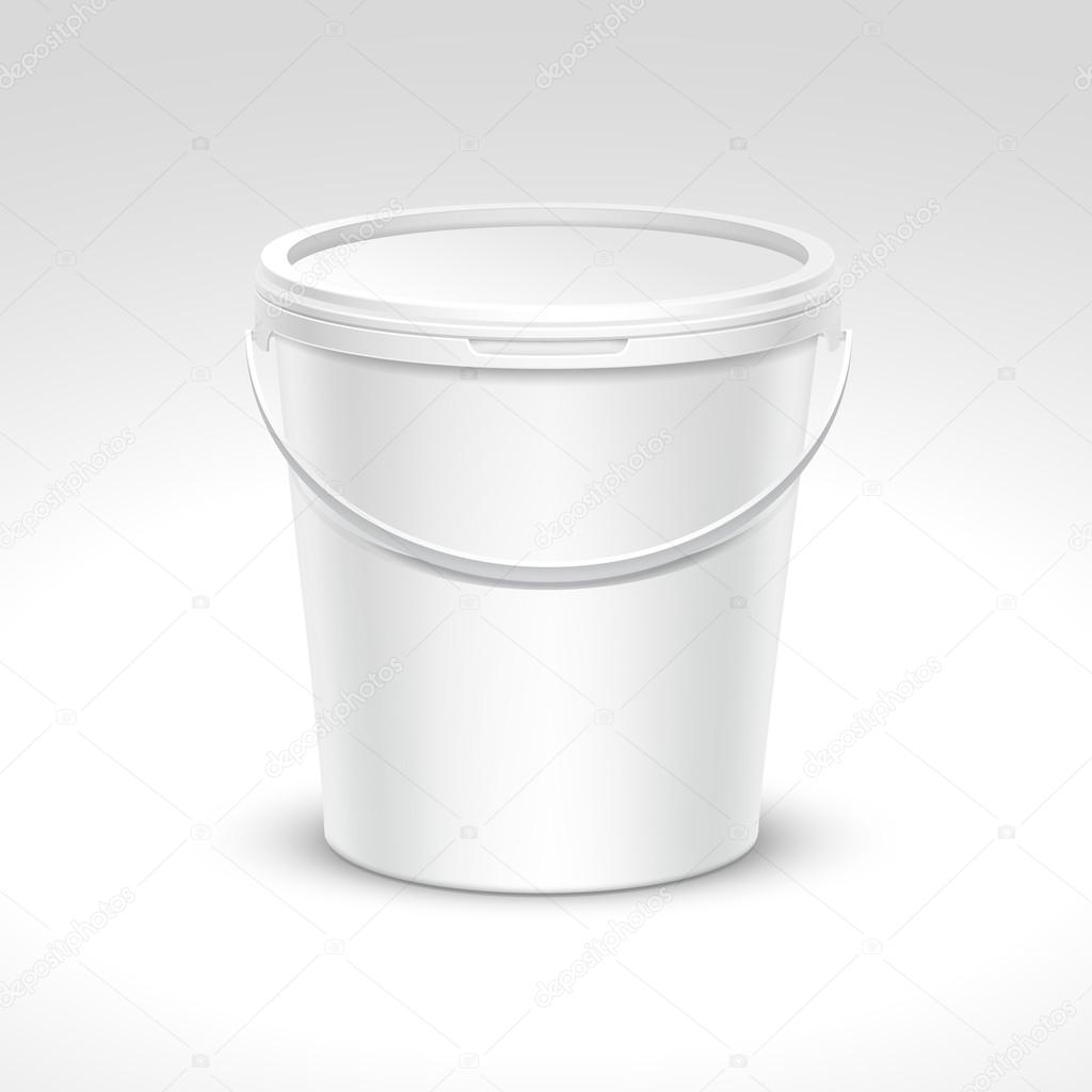 Vector Blank Plastic Bucket Container Packaging Isolated on White Background