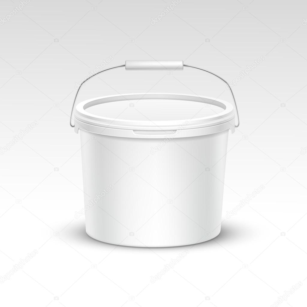 Vector Blank Plastic Bucket Container Packaging Isolated on White Background
