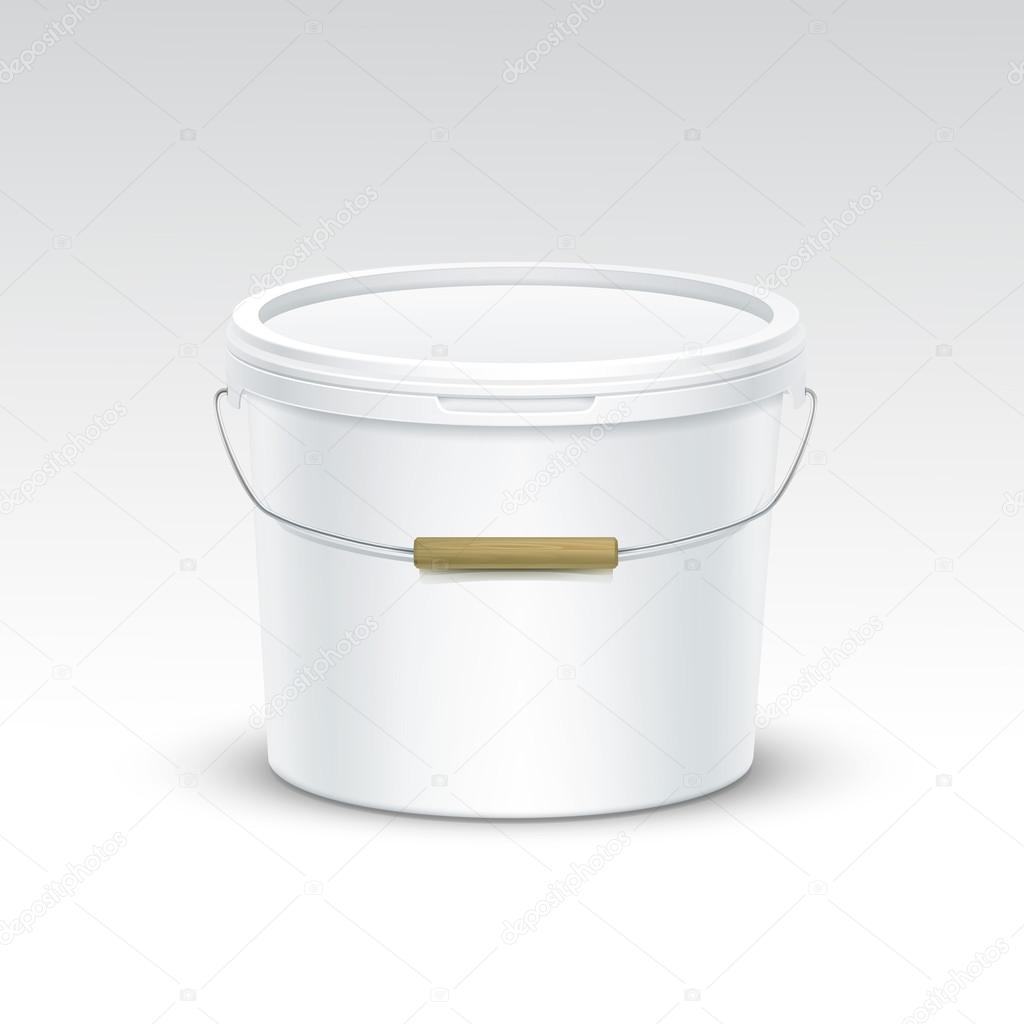 Vector Blank Plastic Bucket Container Packaging Isolated on White Background