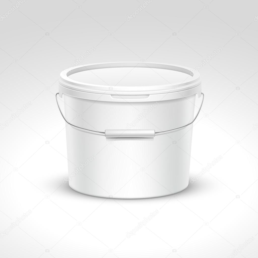 Vector Blank Plastic Bucket Container Packaging Isolated on White Background