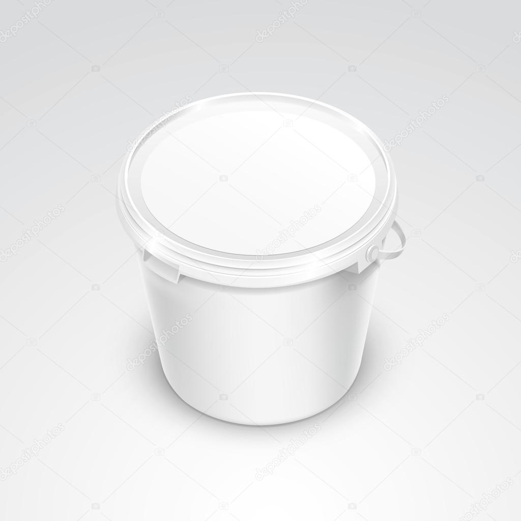 Vector Blank Plastic Bucket Container Packaging Isolated on White Background