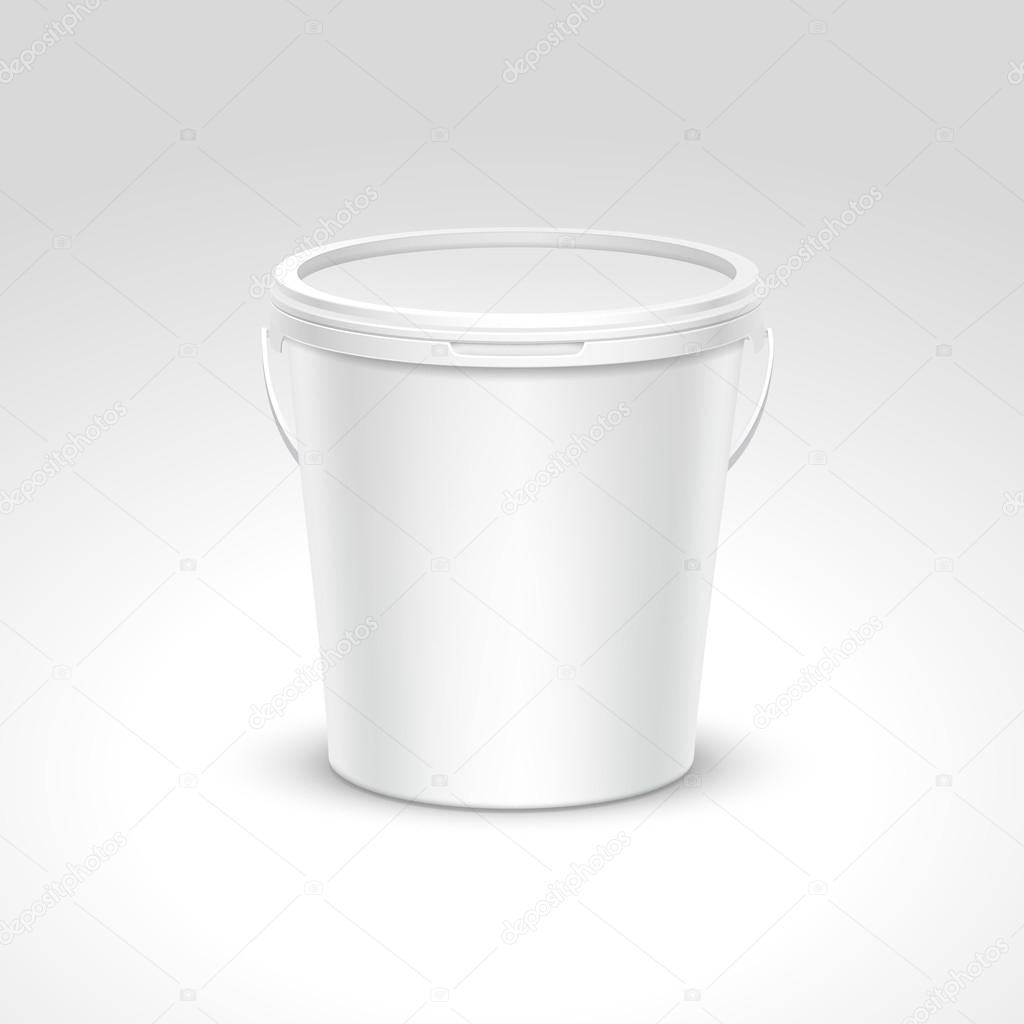 Vector Blank Plastic Bucket Container Packaging Isolated on White Background